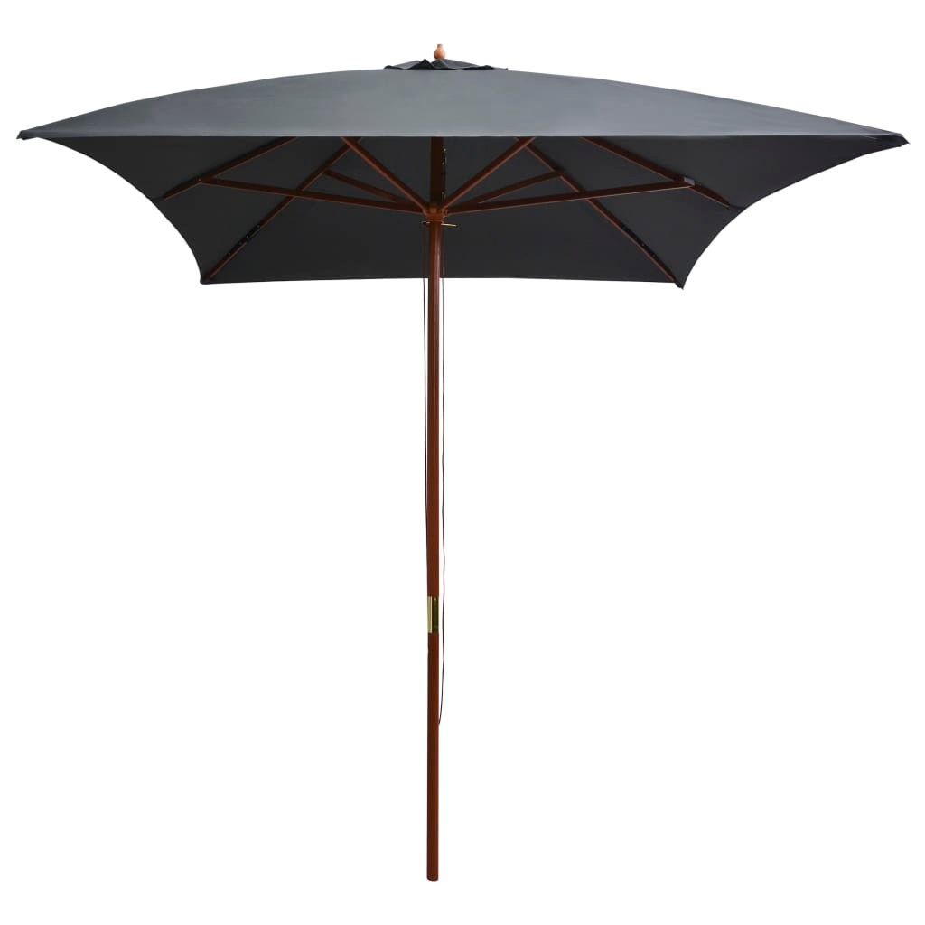 Outdoor Parasol with Wooden Pole 200x300 cm Anthracite